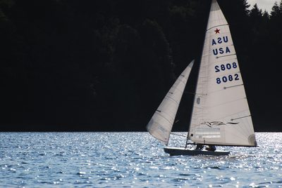 Cruising downwind "wing-on-wing", with the jib supported...